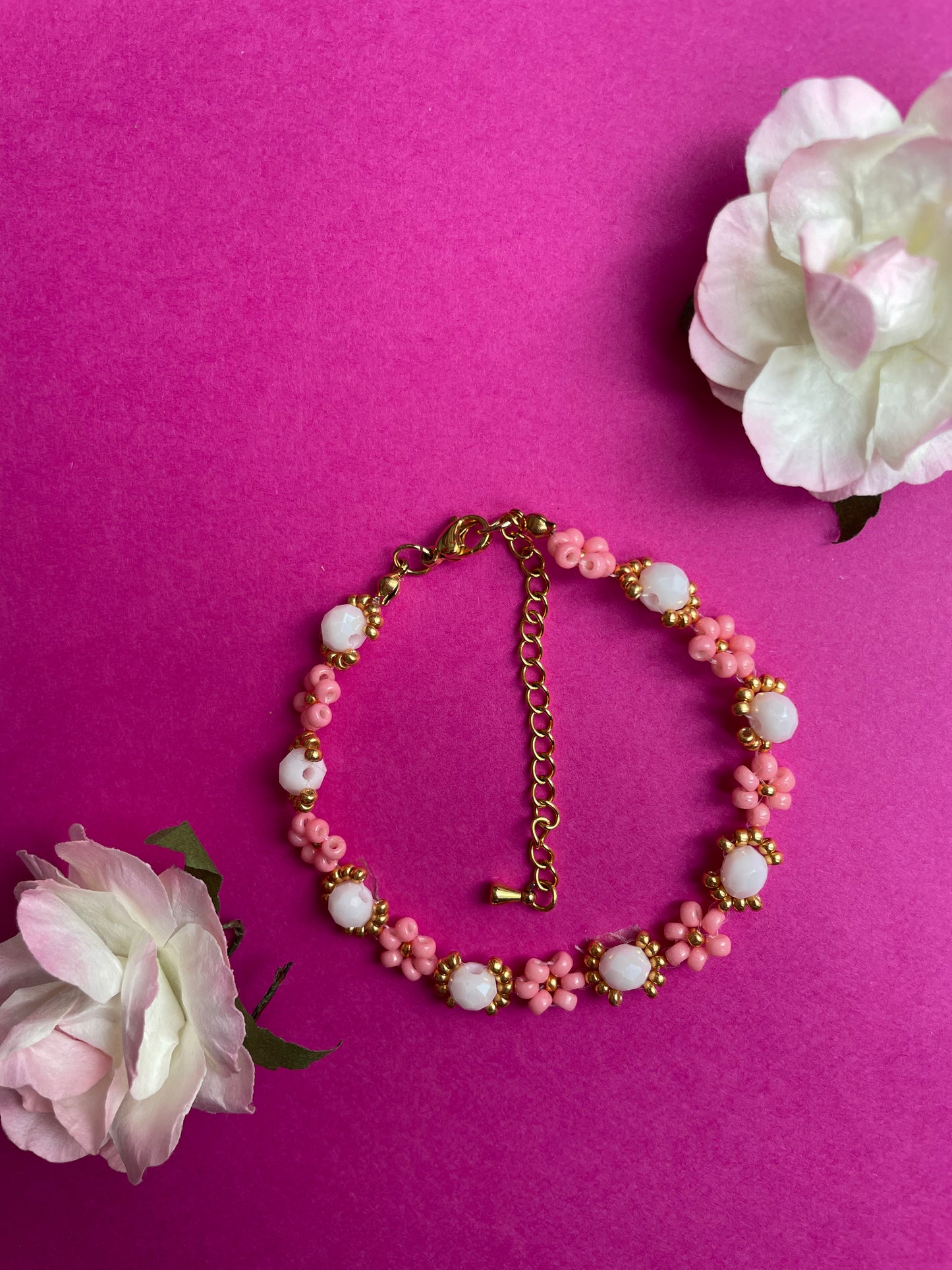 Bracelet En Rose et Blanc