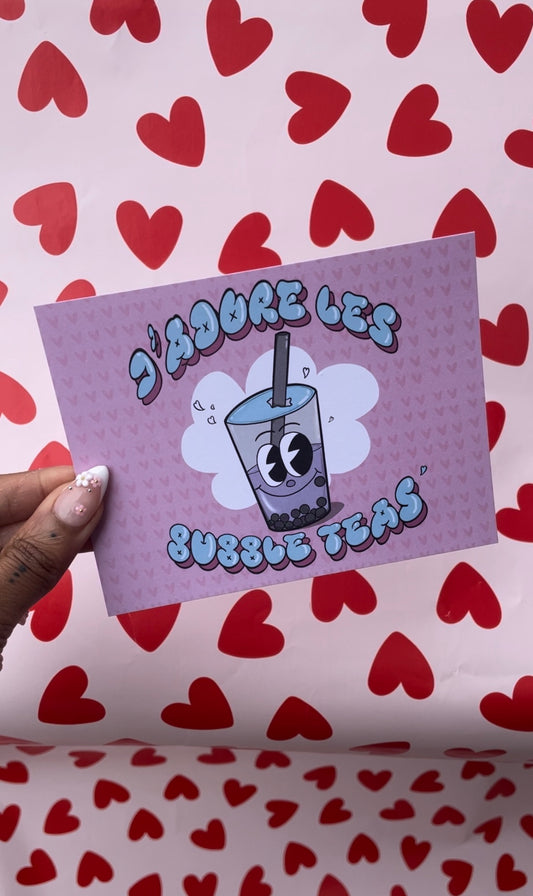 Carte j'adore les Bubble tea mais ...